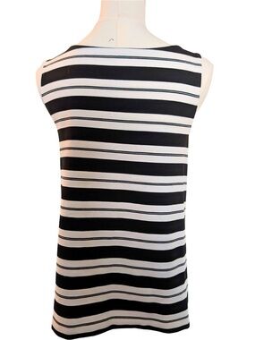 Ann Taylor Black and White Striped Sleeveless Tank